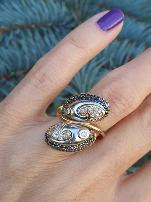 Inel 18 kt cu Diamante naturale si negre