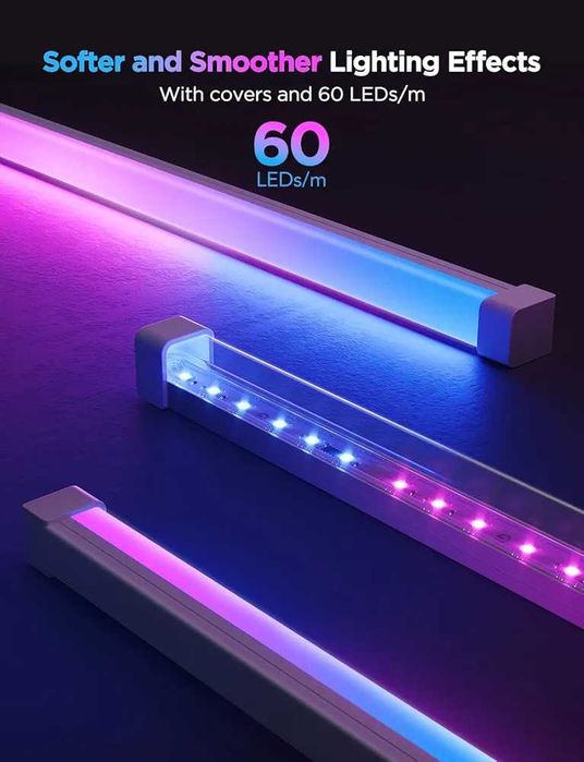 RGBIC LED лента Govee h61b5 с дифузерни канали 5 метра за вграждане