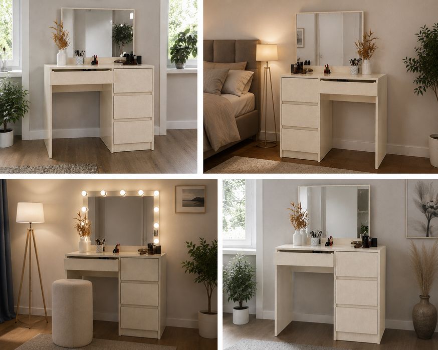 Тоалетка velora beige shagre с огледало и led осветление