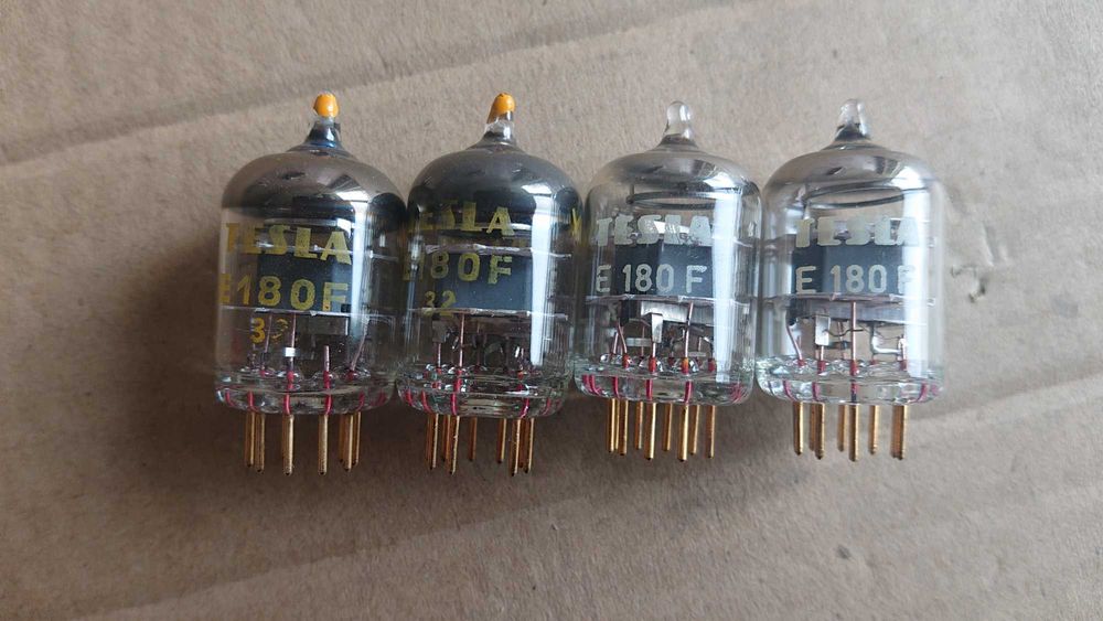 Нови 4броя радиолампи TESLA gold pin E180F .