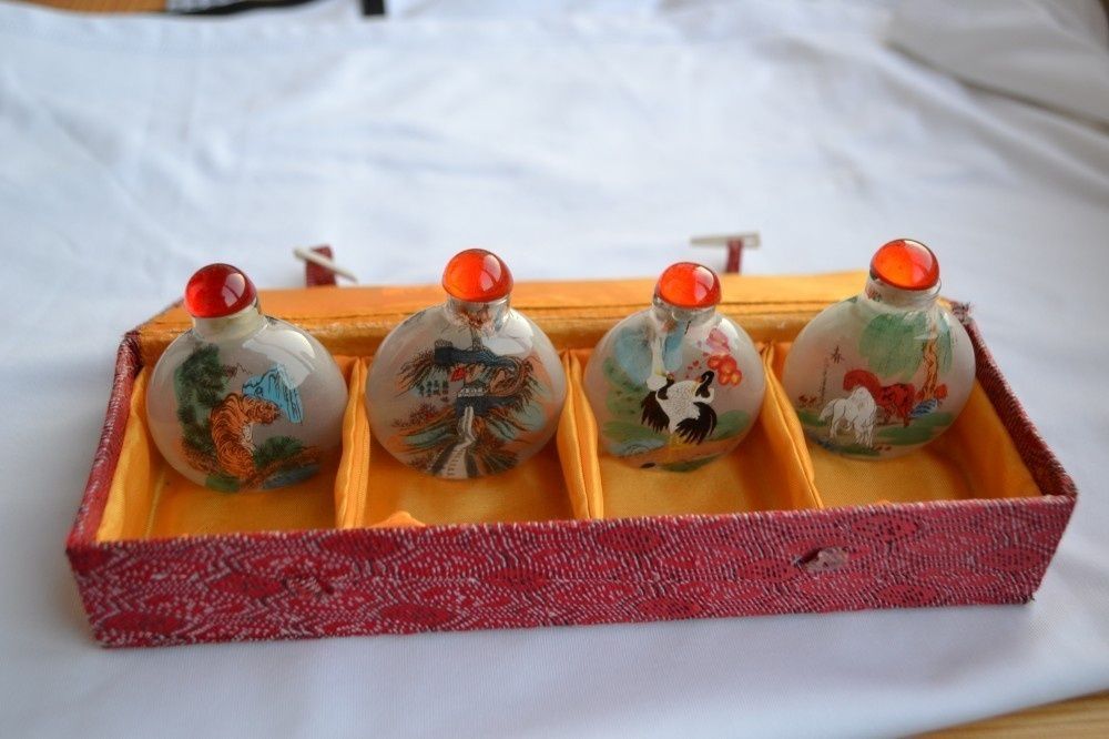 Lot 4 sticlute tutun de prizat China / Sticluta veche / Sticlute vechi