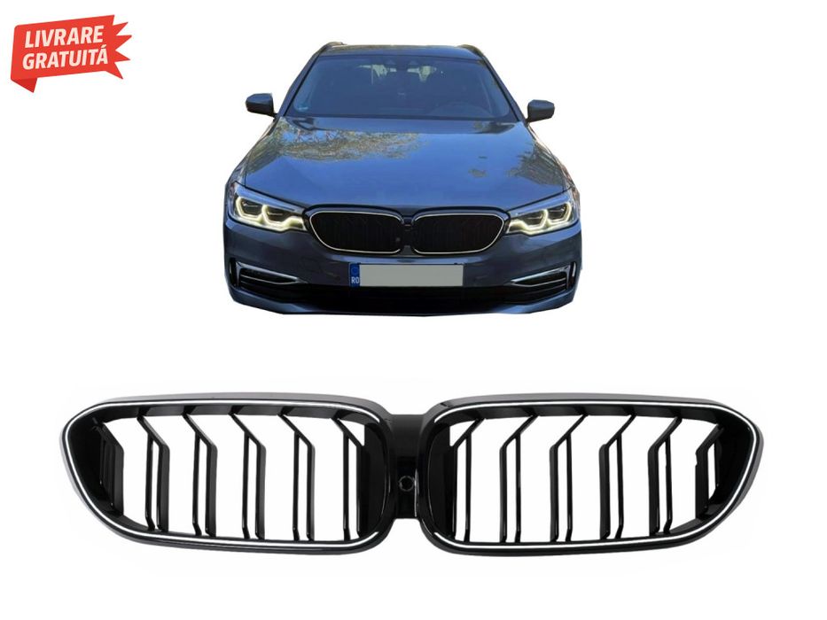 Grile Centrale cu LED BMW Seria 5 G30 G31 (2017-2019) Negru Lucios