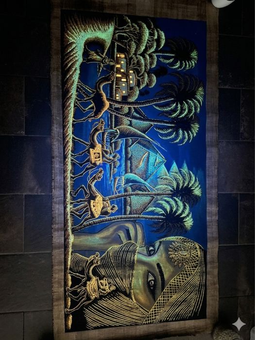 Papirus Egiptean 190x95cm - Scenă Deșert și Portret, Manual