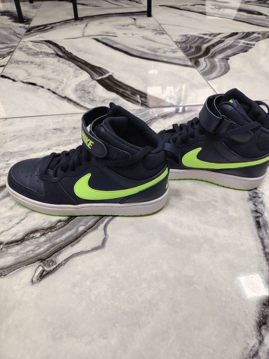 Nike - Спортни обувки Court Borough 2 с кожа, Зелен/Тъмносин