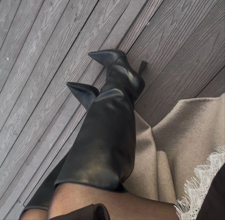 Сапоги ботфорты каблуки ботинки трубы длинные