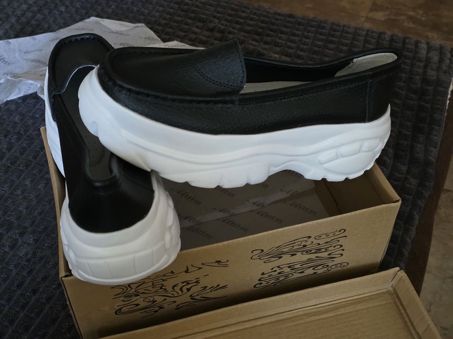 Мокасини тип лоуфари от естествена кожа с дебела подметка