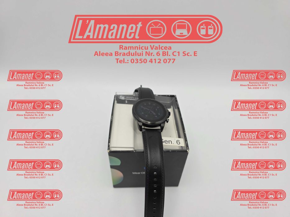 SmartWatch Fossil Men Gen 6 Black 44mm Black Leather Box Stare Buna