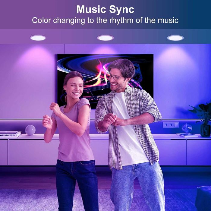 LED RGB смарт вградени спотове димируеми с APP – 4 броя