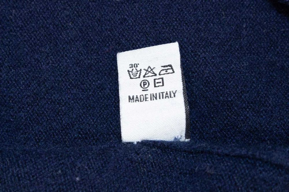 Дамски 100% кашмирен пуловер без ръкав тъмно син елек L