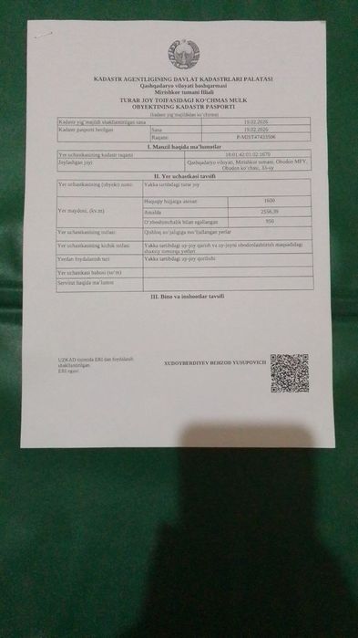 Уй сотилади 8 хоналик 2556 КВ м