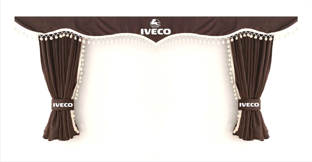 Комплект пердета за камион + кукички кафяви с бежови пискюли