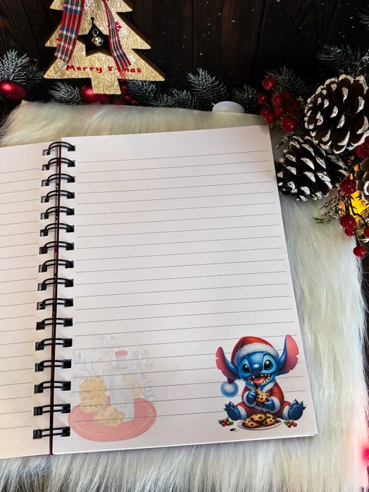 Ръчно изработен коледен тефтер Стич