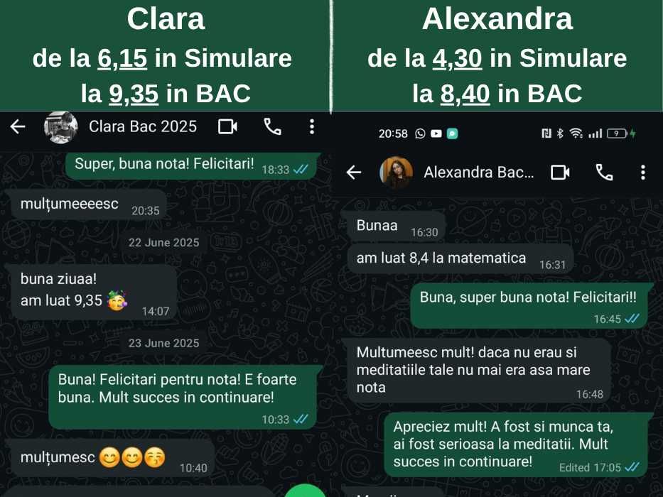 Meditatii Matematica/Informatica BAC August, clasele 5-12 Evaluarea Nationala