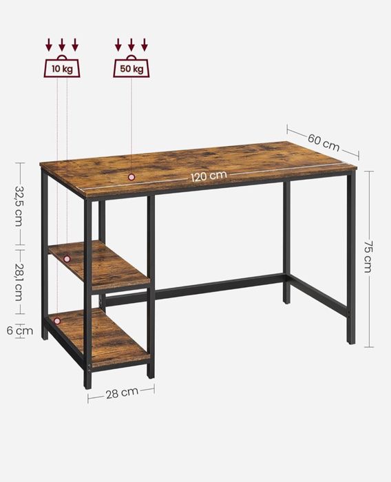 Birou maro 60x120x75 cu 2 rafturi