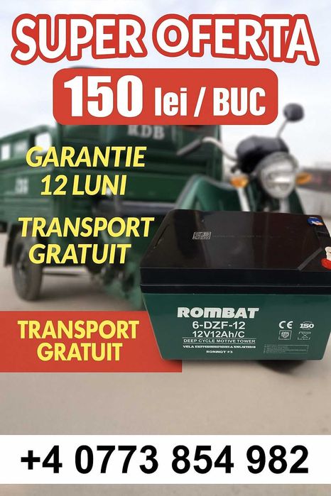 Set 4 baterii Gel Chilwee 6-DZF-12 pentru scuter electric ( 48V 12Ah)