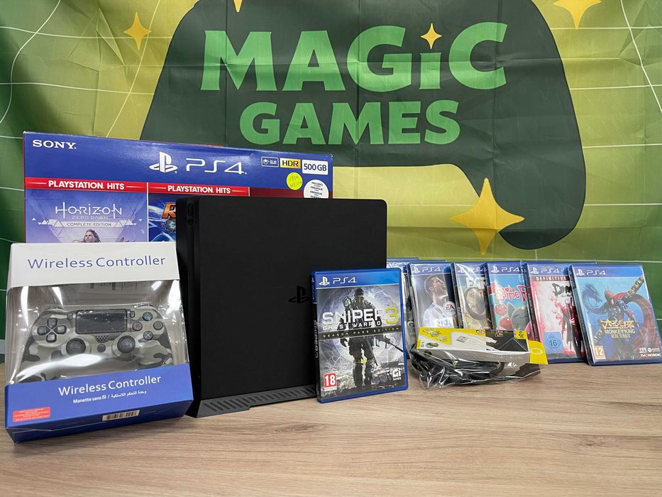 Втора употреба PS4 / Playstation 4 Slim 500GB комлект + 1 игра подарък! - Magic Games