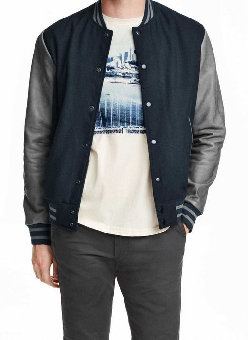 H&M - Geacă (piele naturală & fetru lână) căptuşită, măr. M/50, talie = 105-110 cm., NOUA, etichetă
