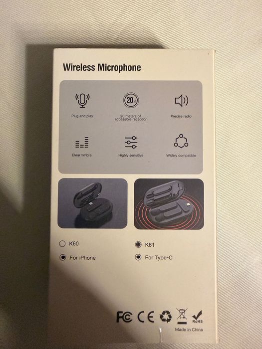 Microfon lavalier wireless Uno K61, interfata 8-pin