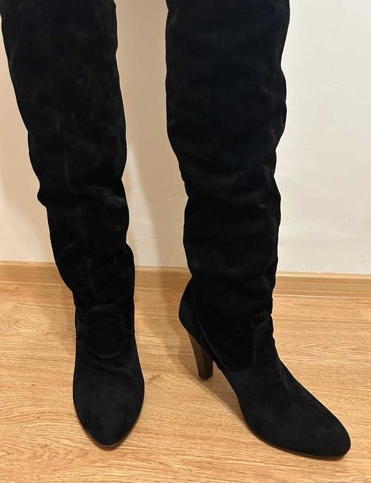 Сапоги высокие демисезонные | Cапоги на каблуке 10см | размер 39-40