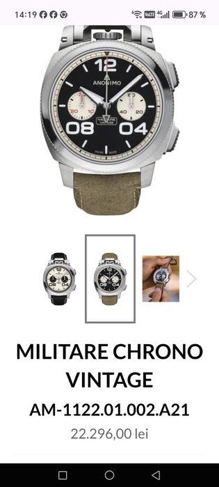 Ceas Anonimo Militare Vintage Automatic Chronograph 44 mm