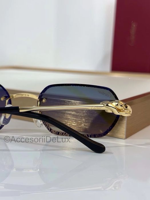 Ochelari de Soare Cartier CT0601S Noi Full Box Panthere Verificare Colet Gold