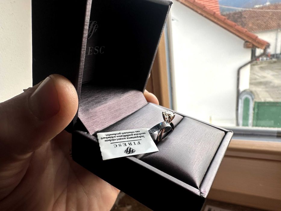Inel Logodnă SIGILAT Diamant Adevărat 0.5ct Firesc Rose Gold CERTIFICAT! - nefolosit