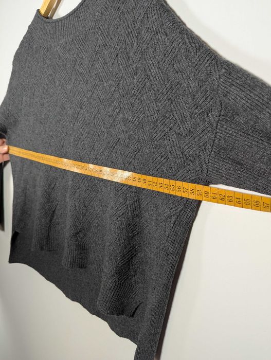 Pulover damă SHE, 40, gri, model herringbone, lână merinos & cașmir