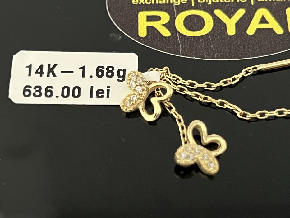 Bijuteria Royal CB : Cercei lungi fluture aur 14k 585   1,68 gr