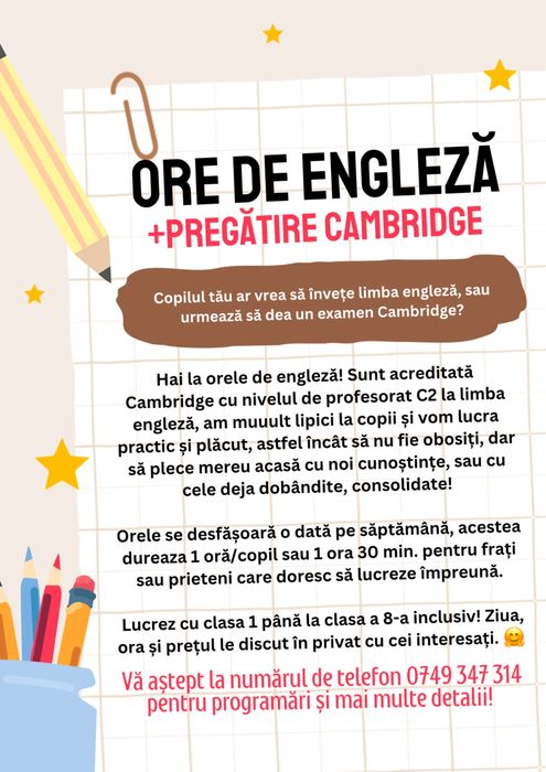 Ore de engleză pentru copii