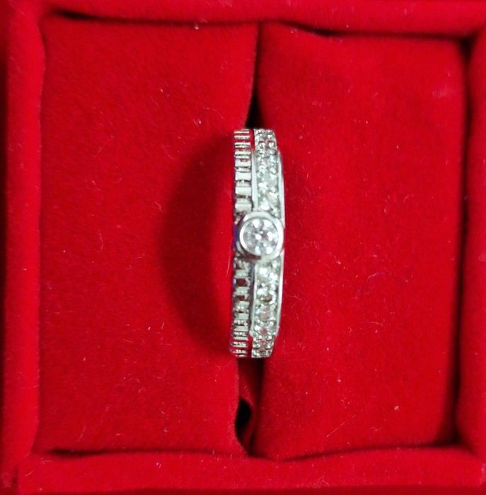 GR86,inel placat aur alb 14k,logodna, zirconiu alb, reducere 20%