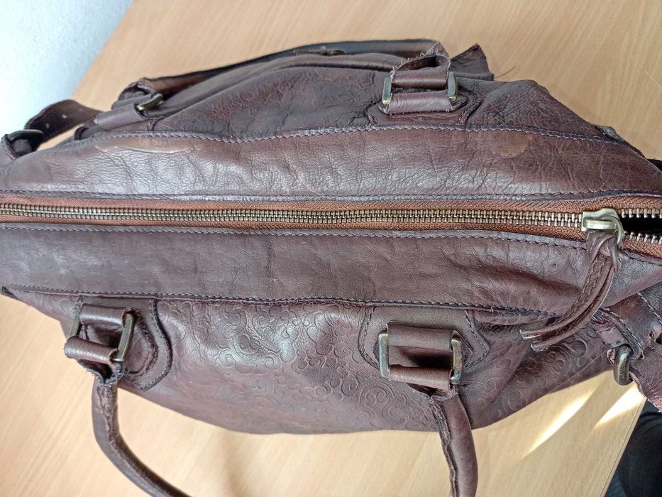 Чанта шоколадово кафяво естествена кожа