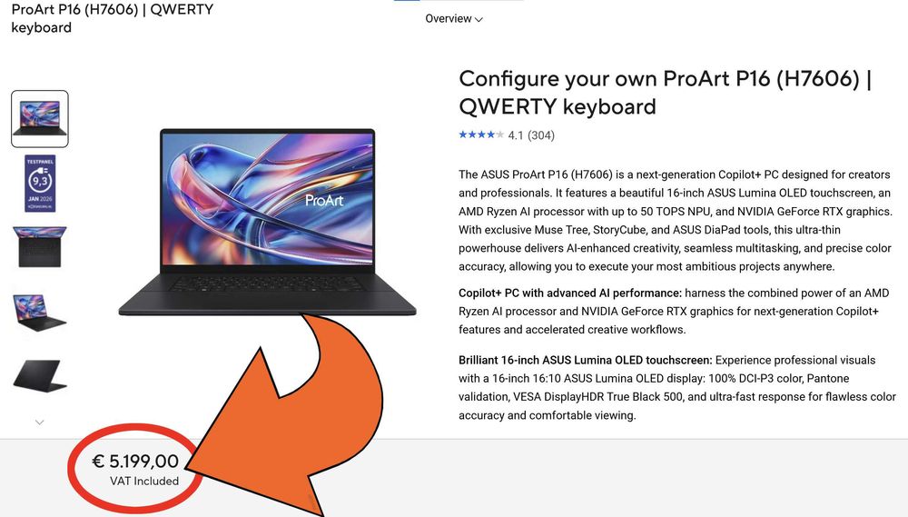 Гейминг лаптоп- 950€ намаление! RTX 5090 64GB 4к 120Hz Asus ProArt P16