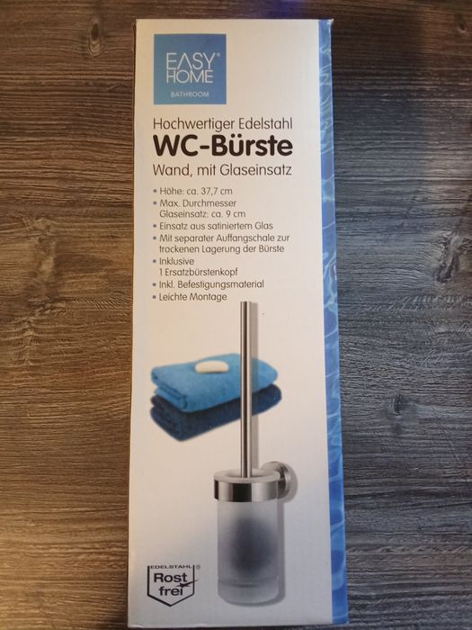 Perie wc , sticlă satinată+metal negru