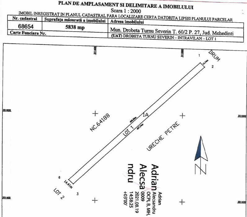 Dezmembrez teren - minim 500 mp - front 10 m - centura DT Severin