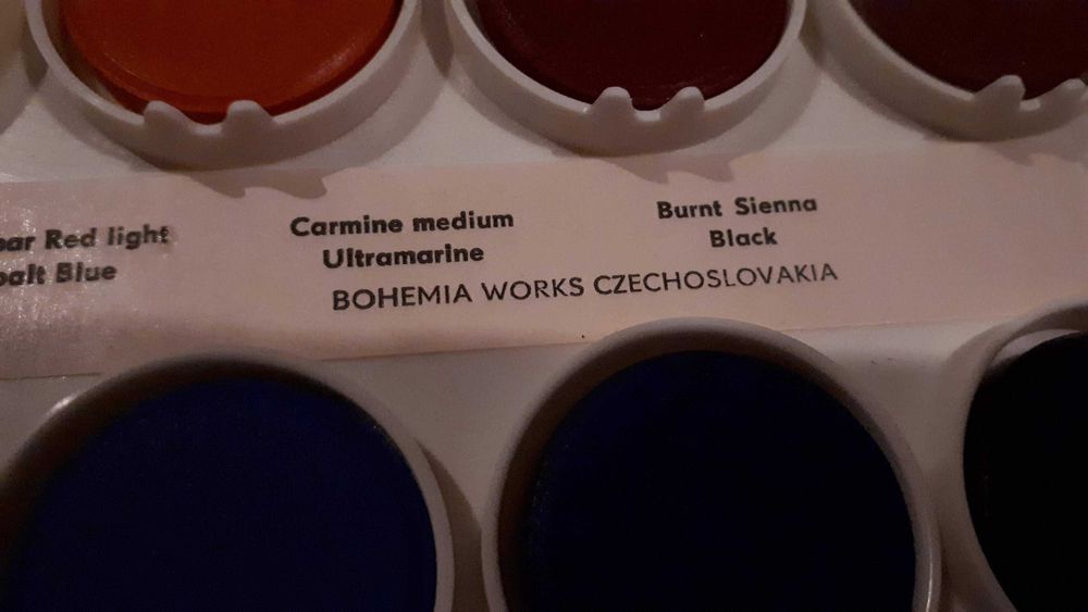 Acuarele Bohemia Works, Cehoslovacia, deosebite, 3 cutii