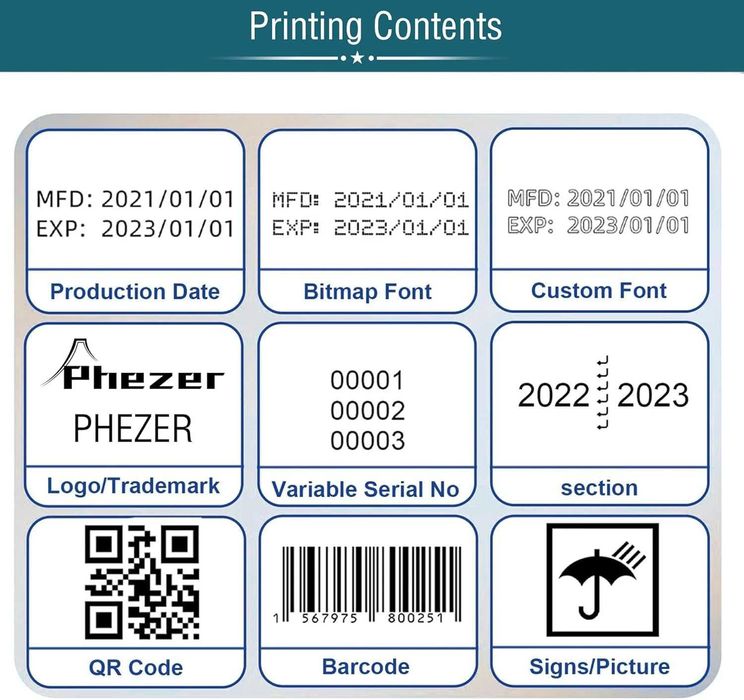Phezer 1-инчова 72 мл бързосъхнеща мастилена касета за ръчен принтер