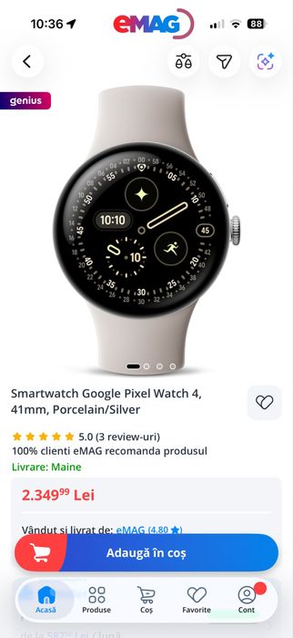 Smartwatch Google Pixel Watch 4 champagne  41mm / Wi-Fi • NOI / SIGILATE •