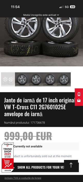 Jante oem 5x112 Vw Taigo/T Cross R17