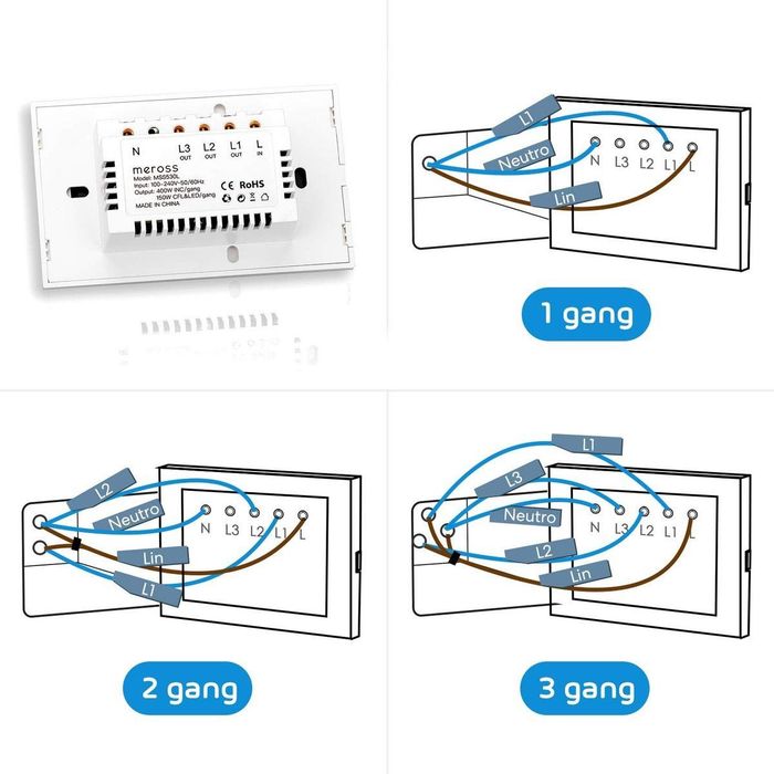 Intrerupator Smart Wi-fi Meross Compatibil Alexa-Google Home