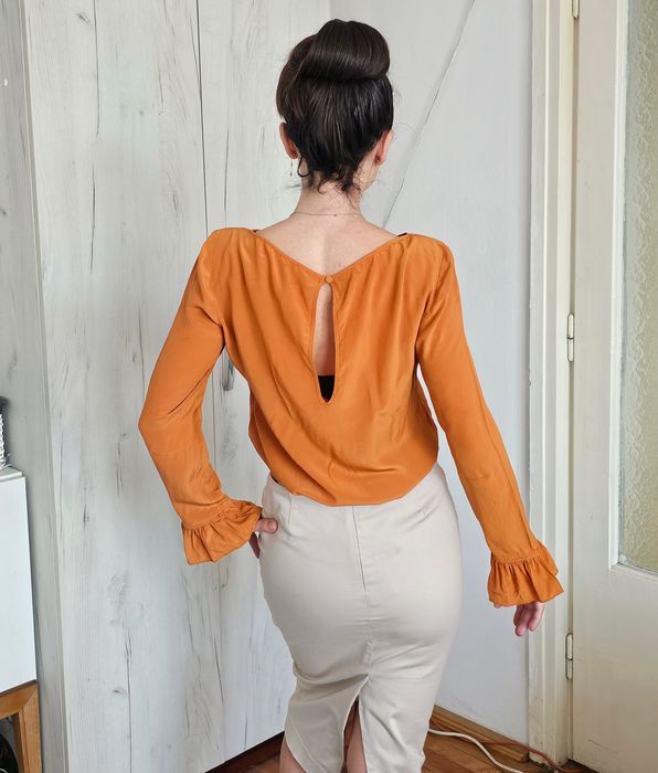 Cămașă Patrizia Pepe 100% mătase naturală M XS S premium designer Italia bluza dama, volanenoua