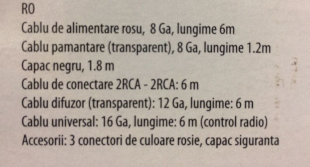 Kit Cabluri Subwoofer Kit Cabluri Auto Subwoofer Cabluri Statie Auto
