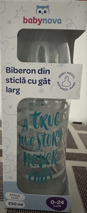 Biberon din sticla cu gât larg Baby nova