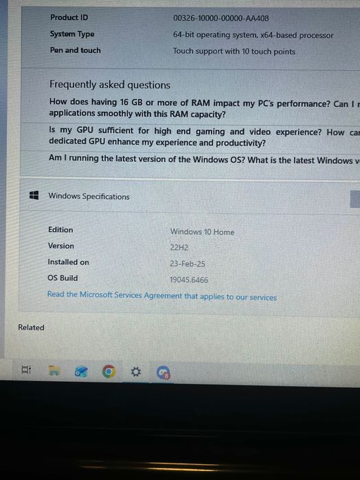 HP Touchscreen 16GB RAM SSD 477GB + Încărcător – Laptop Funcțional