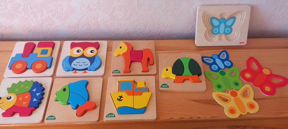 Дървени образователни играчки - пъзели, сортери
