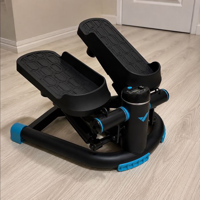 MERACH Mini Stepper 2 în 1 cu LCD + Benzi Elastice, 150 kg, Twist Stepper, Negru
