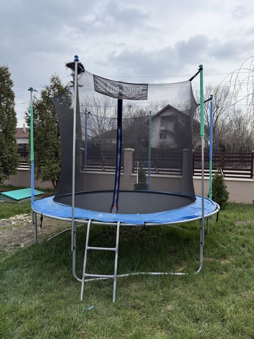 Trambulina Fun-Sport 312 cm cu plasa de siguranta interioara si scara