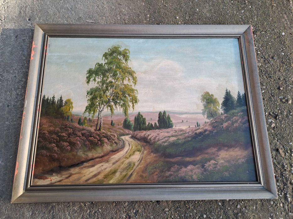 tablou vechi pictura pe panza 80/61 cm semnat w segeberg