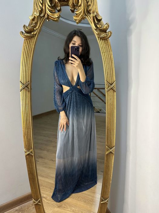 Плиссированное платье-макси р.S-M