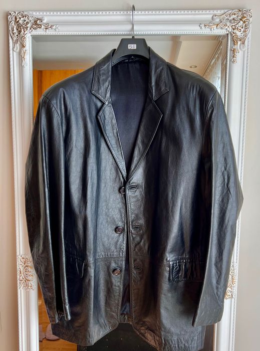 Мъжко кожено яке тип сако, размер XL, ръчна изработка, като ново