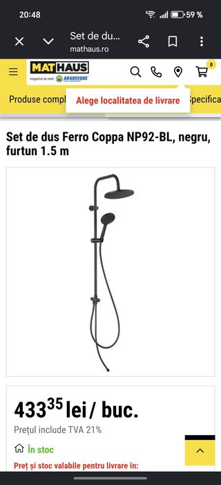 Sistem pară dus Ferro negru